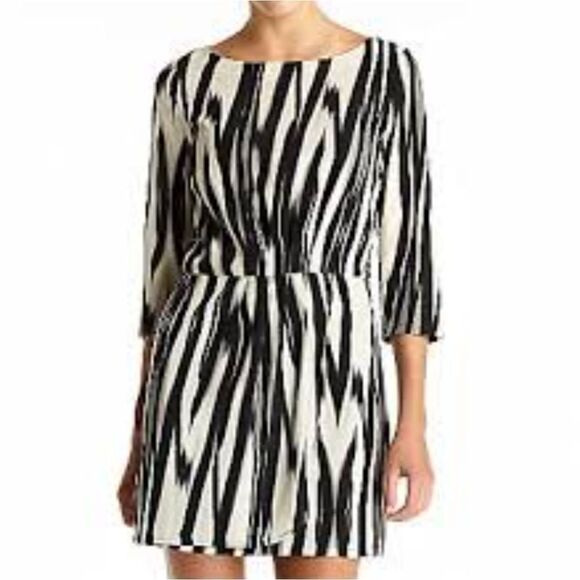 MNG Abstract Stripe Print Dress Sz Large - Picture 1 of 13